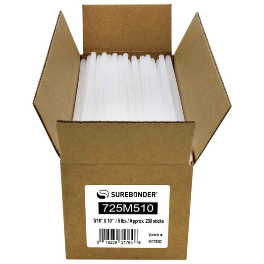 Surebonder 725M510 Mini Size 10" Clear Hot Glue Sticks - 5 lb Box