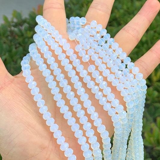 1000pcs Czech Faceted Rondelle Crystal Glass Loose Beads 6mm Spacer Bulk White Opal for DIY Craft Jewelry Making CCR634