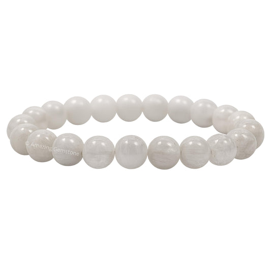 Amazing Gemstone Crystal Bracelet for Women Men's Gifts - Protection Healing Crystal Bracelet - 8mm Gemstone Beaded Stretchable Bracelet Pulseras Para Hombres Mujer Stocking Stuffers Mothers Day Gift (White Moonstone)