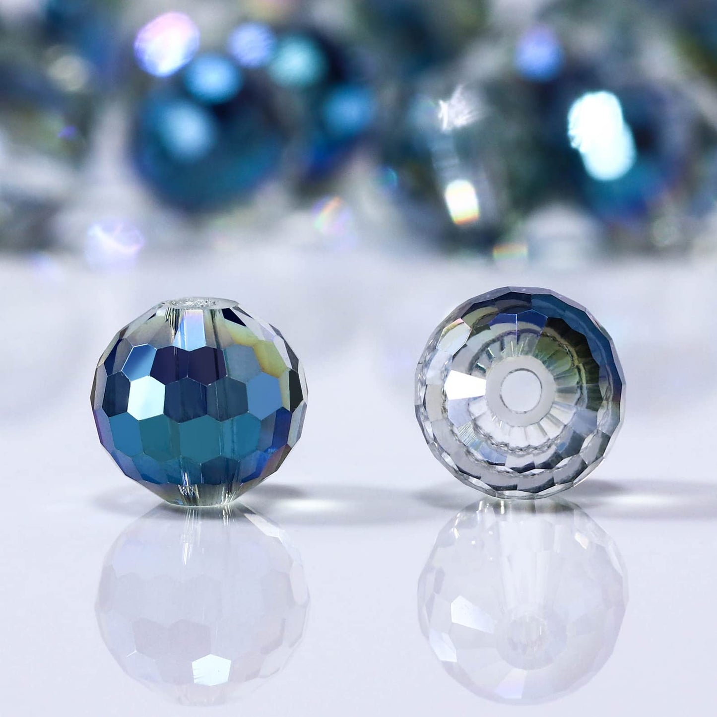 Dowarm 150PCS 6MM Round Crystal Glass Beads for Jewelry Making, Faceted Crystal Beads for Crafts Bracelet Wind Chimes Suncatcher, #5003 Crystal Rondelle Spacer Beads, Loose Gemstones, Green Colorized