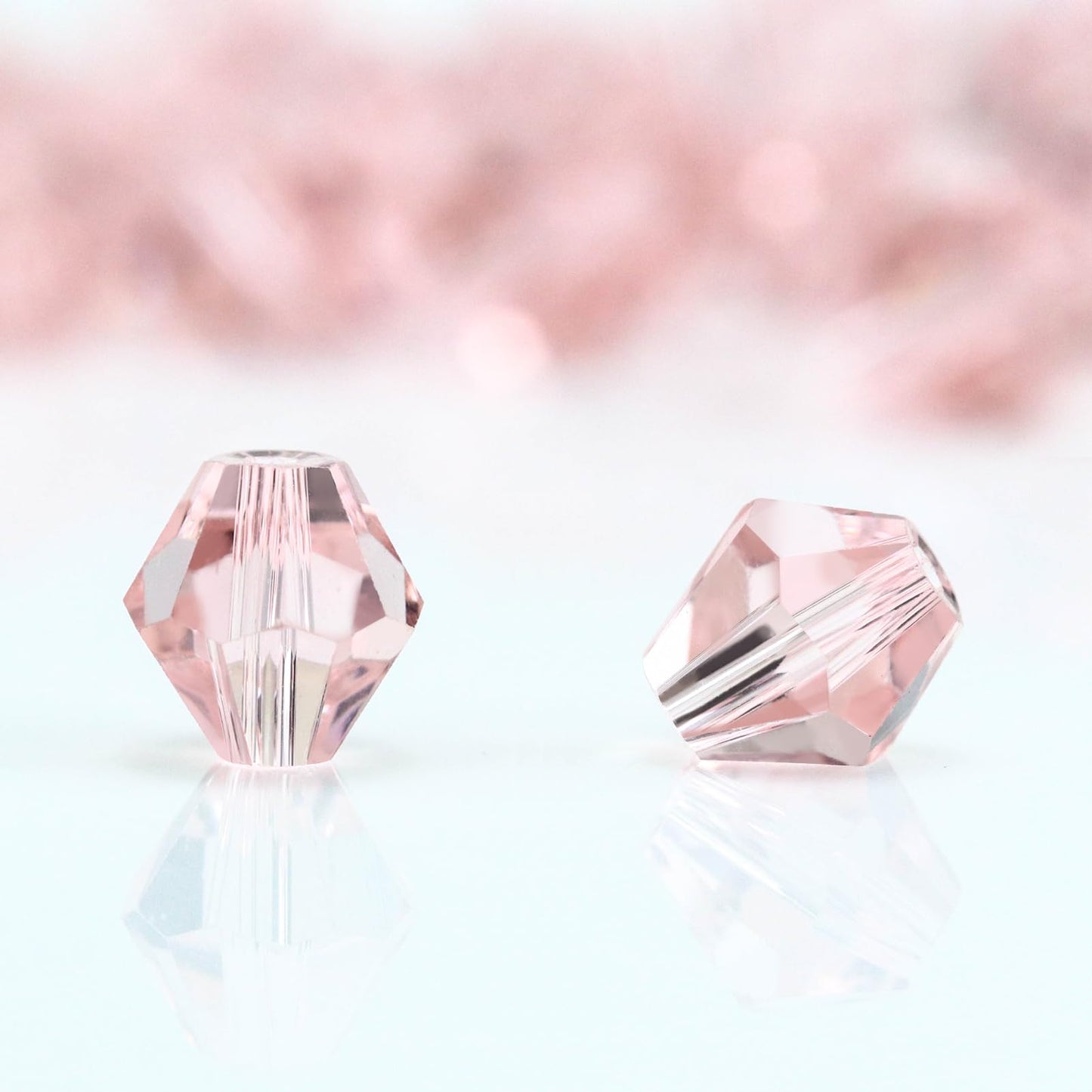 Dowarm 1000PCS 4mm Pink Bicone Beads for Craft Jewelry Making, DIY Bracelet, Necklace, Dolls, Wine Charms, Wind Chimes, Suncatchers, Bulk Small Faceted Crystal Beads