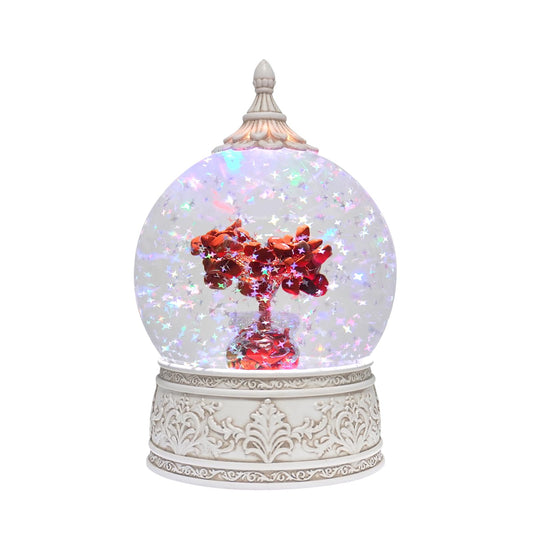 Red Jasper Healing Crystal Tree Globe with Colorful Lights Sparkling Glitter, Natural Gemstone Base, Spiritual Meditation, Positive Energy Good Luck, Home Decor, Birthday Gifts (Red Jasper)