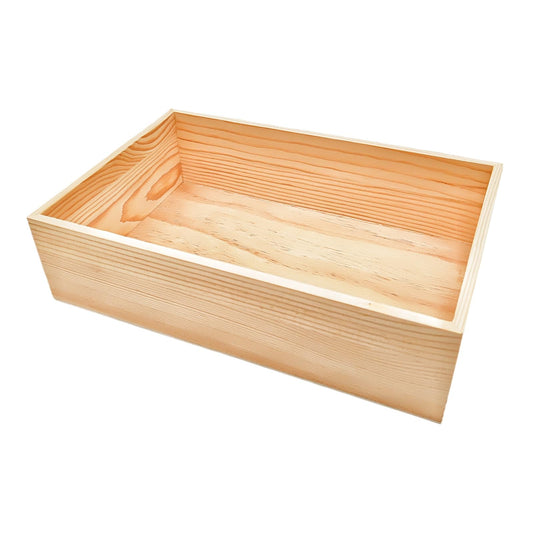 Anktily 1 Pack Unfinished Wooden Craft Storage Organiser Box, 11.8 x 7.9 x 3 inch Rectangle Wood Box, Rustic Natural Wood Container Box for Home Venue Decor