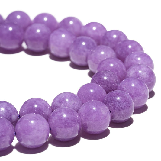 10mm Natural Lavender Purple Chalcedony Gemstone Beads Polished Round Smooth Stone Beads for Bracelets Jewelry Making 15inch Loose Beads