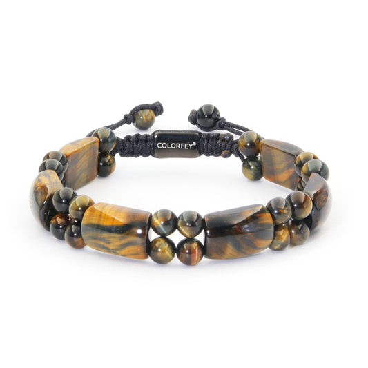 COLORFEY Tiger Eye Stone Bracelet for Men Authentic Mens Beads Bracelets Unique Tiger Eye Crystal Bracelet for Men, Unltimate Protection Mens Stone Bracelet Healing Power Energy Gifts for Father Son
