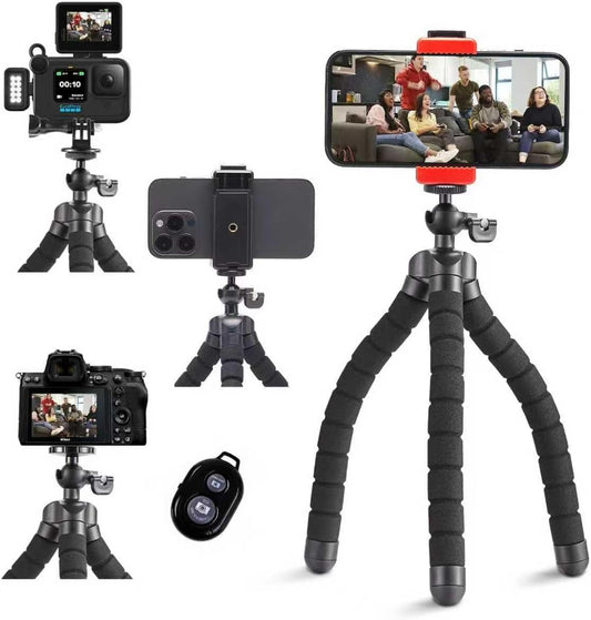 Aitteel Black(ATAY-11-1) Octopus Phone Holder Portable Flexible Cell Phone Tripod, Mini Travel Camera Stand, Compatible