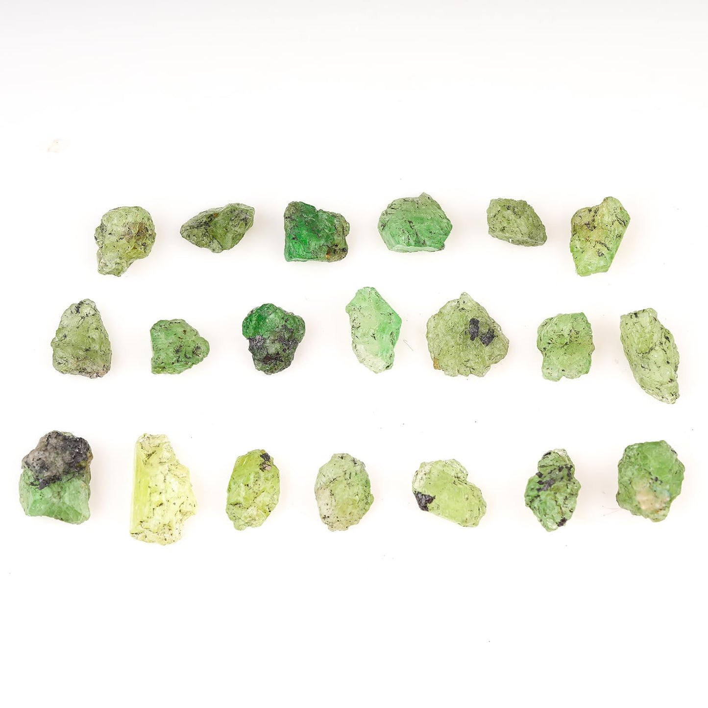 ColouredRocks 50 carats Tsavorite Green Garnet Crystals, Raw Stones, Rough Gemstones, Jewelry Making Supply, Cabbing, Polishing, Cutting, DIY, Crafts (16-18pcs) (5-10mm)