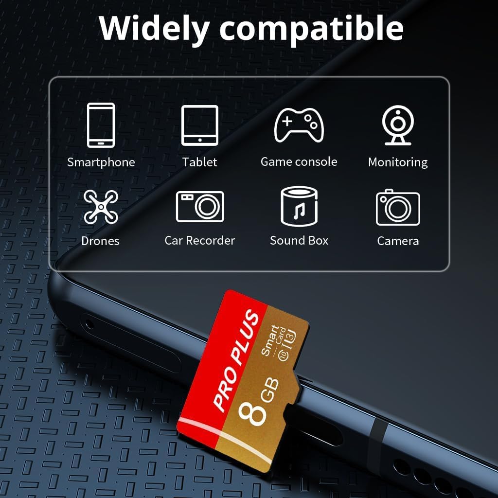 Yicunxin 8GB C10 A1 (8, TF Card with Adapter, High Speed Memory Card, UHS-I Memory TF Card for Tablet/Mobile