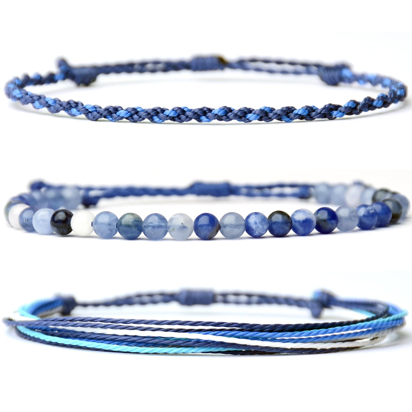 Handmade Natural Stone Beaded Healing Bracelet Gift for Men Adjustable Rope String Bracelet (sodalite, Adjustable)