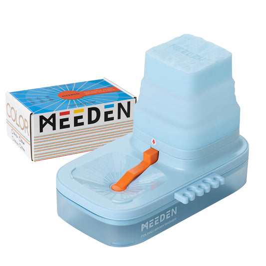 MEEDEN Portable Paint Brush Cleaner: Paint Brush Rinser with Drain for Acrylic, Watercolor & Water-Based Paints - 5-Slot Silicone Brush Washer & Holder, Blue
