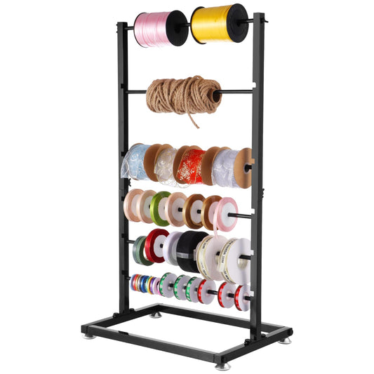 6-Tier Ribbon Holder, Large Capacity Ribbon Storage Rack, Height Adjustable Metal Spool Organizer, Countertop Ribbon Display Shelf Wrapping Paper Holder for Flower Store, Craft Room, Cake Shop
