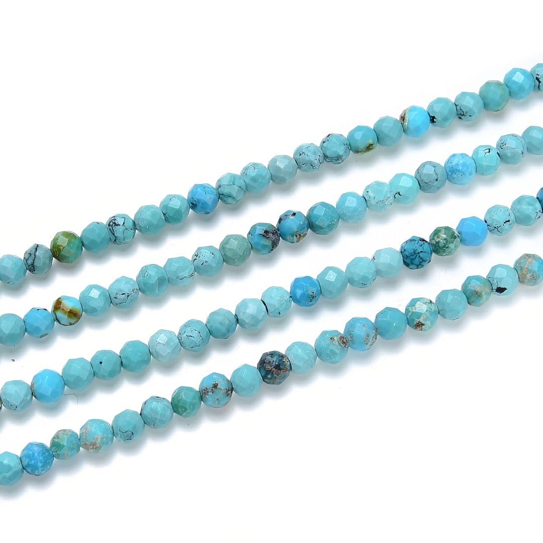 Adabele 30 Inch Natural Green Turquoise Healing Gemstone 3mm (0.12 Inch) Tiny Small Faceted Round Loose Beads Stone Spacer (210-230pcs Total) for Craft Jewelry Making GK3-15