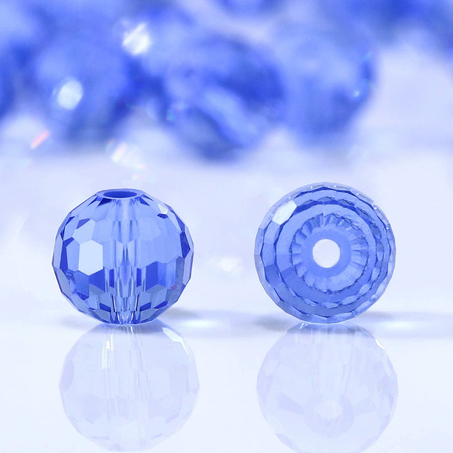 Dowarm 100PCS 8MM Crystal Glass Beads for Jewelry Making, Light Blue Faceted Crystal Beads for Crafts Bracelet Wind Chimes Suncatcher, #5003 Rondelle Spacer Beads, Loose Gemstones