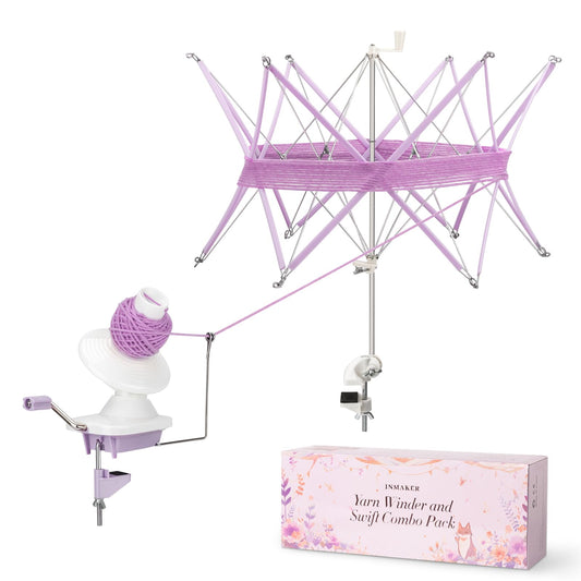 INMAKER Yarn Winder and Swift, Ball Winder and Swift Combo for Crocheting & Knitting, Quick Install Yarn Spinner, Essential Tool for Crafting Enthusiasts
