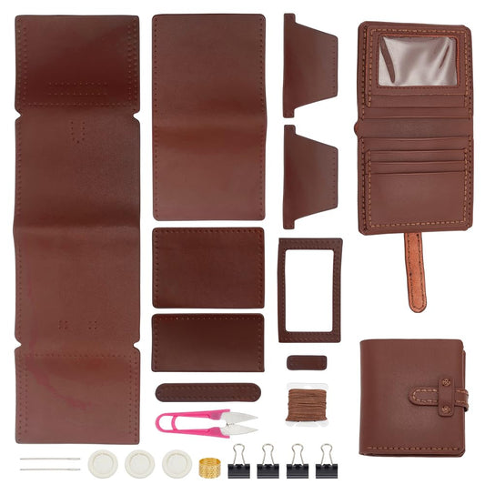ANATTASOUL DIY Wallet Kits for Men Brown Trendy Credit Card Wallet Kit Set DIY Men's Classic Craft Tools Billfold Kit Handmade Wallet Gifts for Dad Friends Boyfriends Family