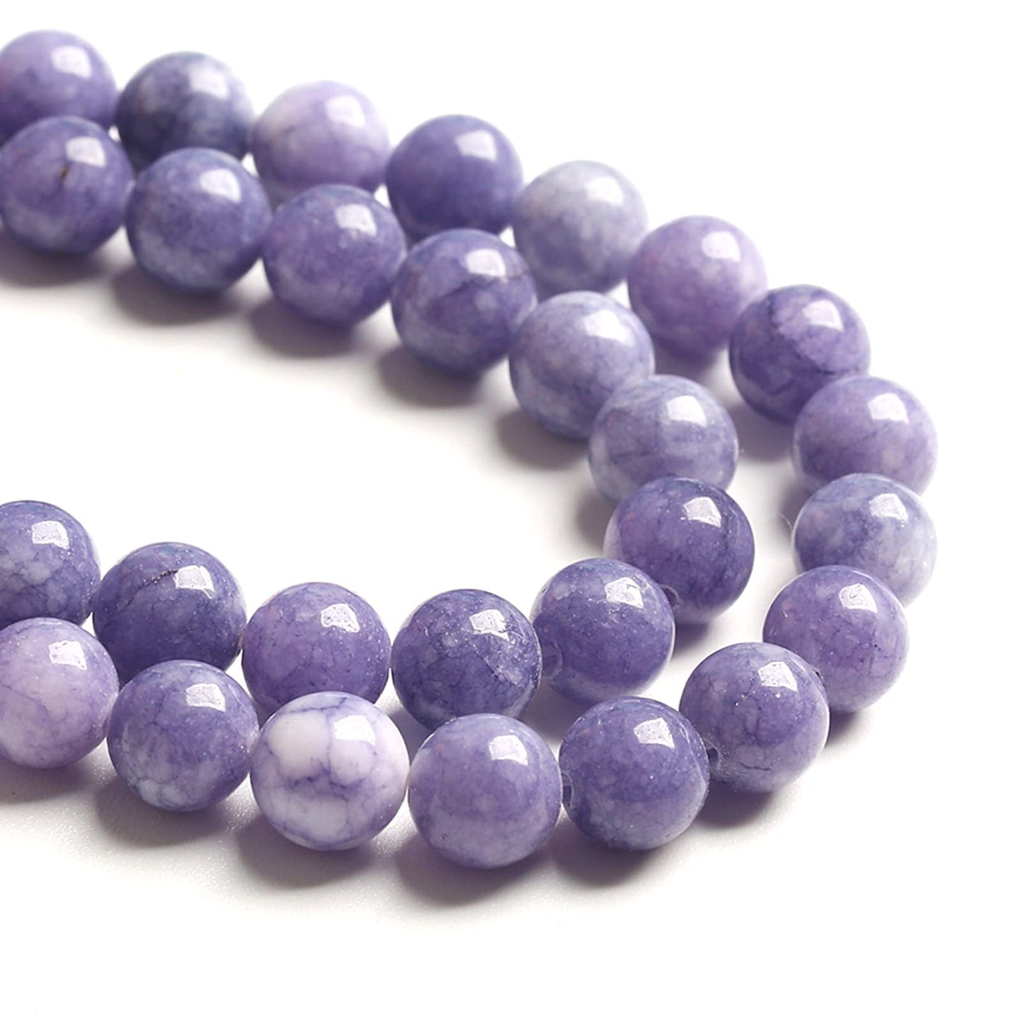 90PCS 8MM Lavender Purple Chalcedony Stone Loose Beads for Jewelry Making DIY Bracelet Necklace
