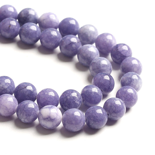 12MM 32PCS Lavender Purple Chalcedony Stone Loose Beads for Jewelry Making DIY Bracelet Necklace