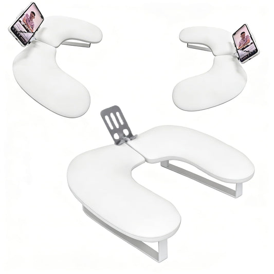 Arm Rest for Nails,U-shaped Manicure Nail Hand with phone holder Rest Pillow Cushion,Foldable PU Leather Nail Tech Arm Rest for Nails Tech,Foot Hand Rest (Beige)
