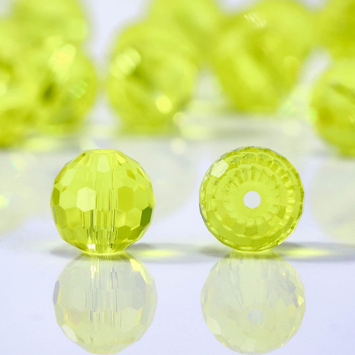 Dowarm 100PCS 8MM Crystal Glass Beads for Jewelry Making, Lemon Yellow Faceted for Crafts Bracelet Wind Chimes Suncatcher, #5003 Rondelle Spacer, Loose Gemstones