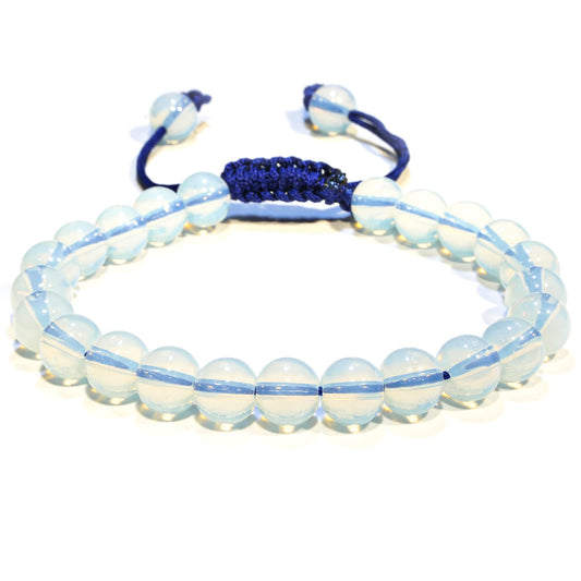 ANAYA AGATE Healing Crystal Bracelet – Chic Gemstone Bracelet for Men and Women – 8mm Round Bead Bracelets for Spiritual Healing, Protection, Positive Energy - Opalite