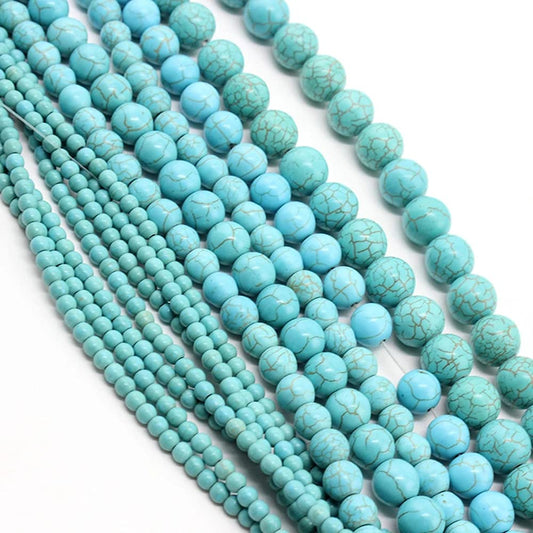 10mm 35pcs Beads Round Smooth Strand Gem Natural Stone Fashion Jewelry Findings Tassels Earrings Bracelet DIY Bangle Making Accessories (10mm, Blue Round)