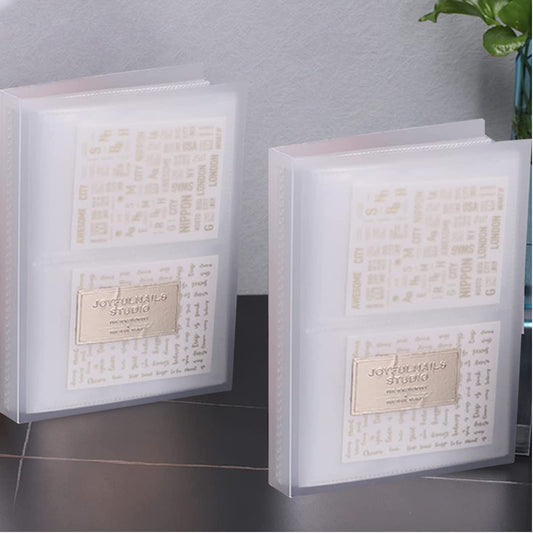 2 Pack(160 Slots) Nail Art Sticker Storage Book Collecting Album, Empty Storage Holder and 80 Pcs Label Sticker, Easy Photo Album Semi-Permanent Tattoo Tools