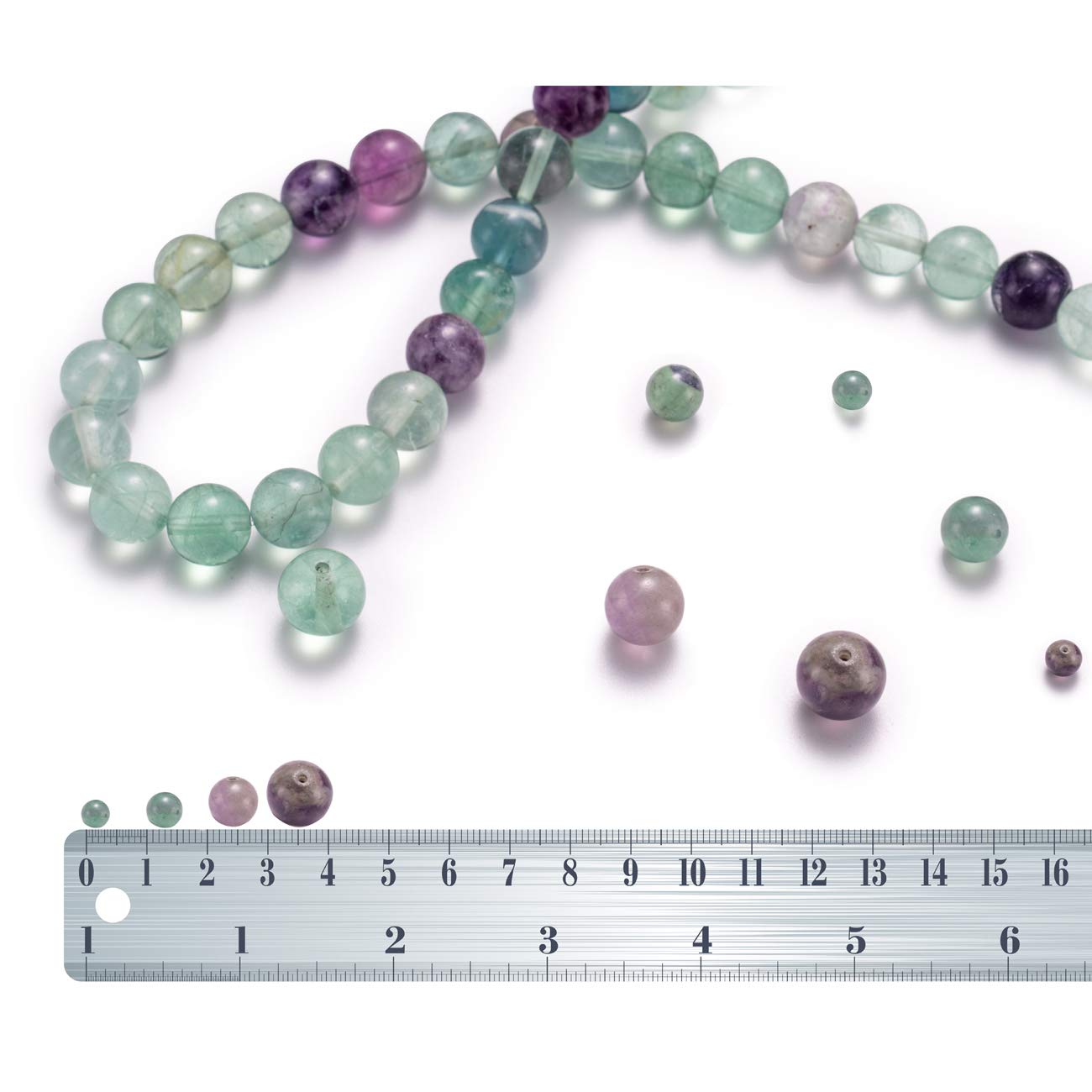 BEADIA Natural Fluorite Stone Round Loose Semi Gemstone Beads for Jewelry Making 6MM 61PCS