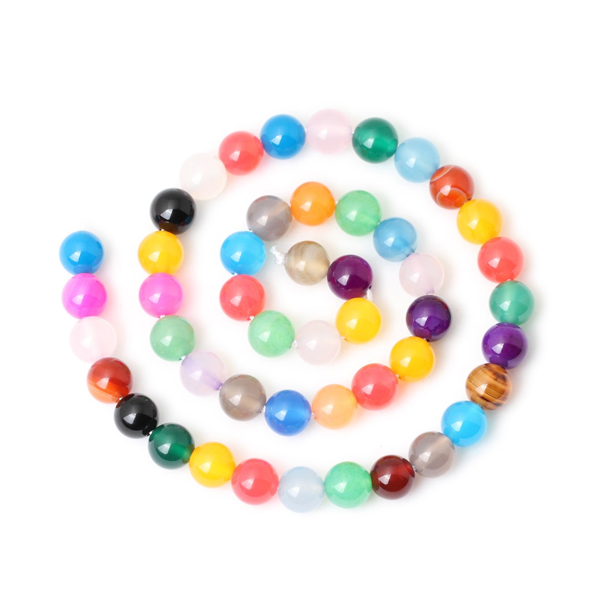 CHEAVIAN 45PCS 8mm Colorful Agate Gemstone Round Loose Beads for Jewelry Making 1 Strand 15"