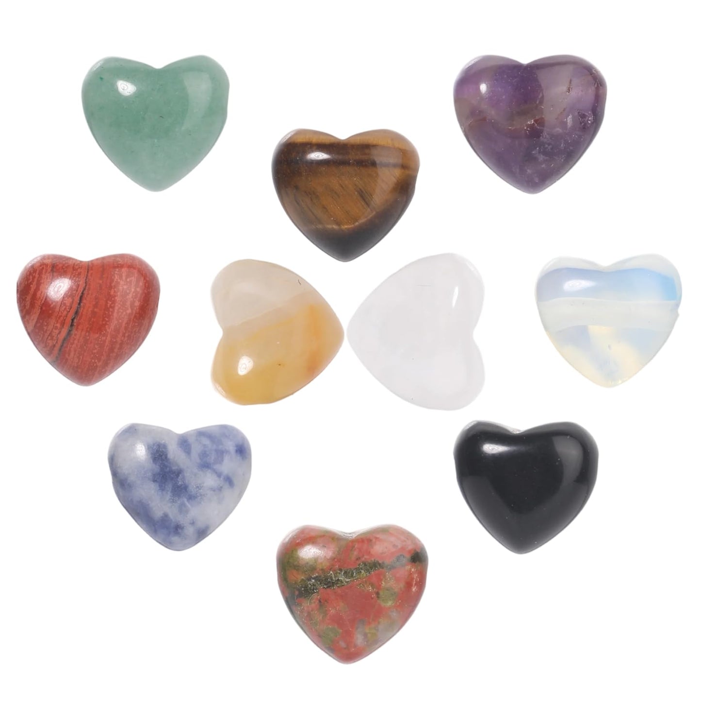 Yochus 5pcs Red Jasper Natural Heart Stone Beads，12mm Healing Energy Gemstone for Jewelry Making Earring Necklace DIY