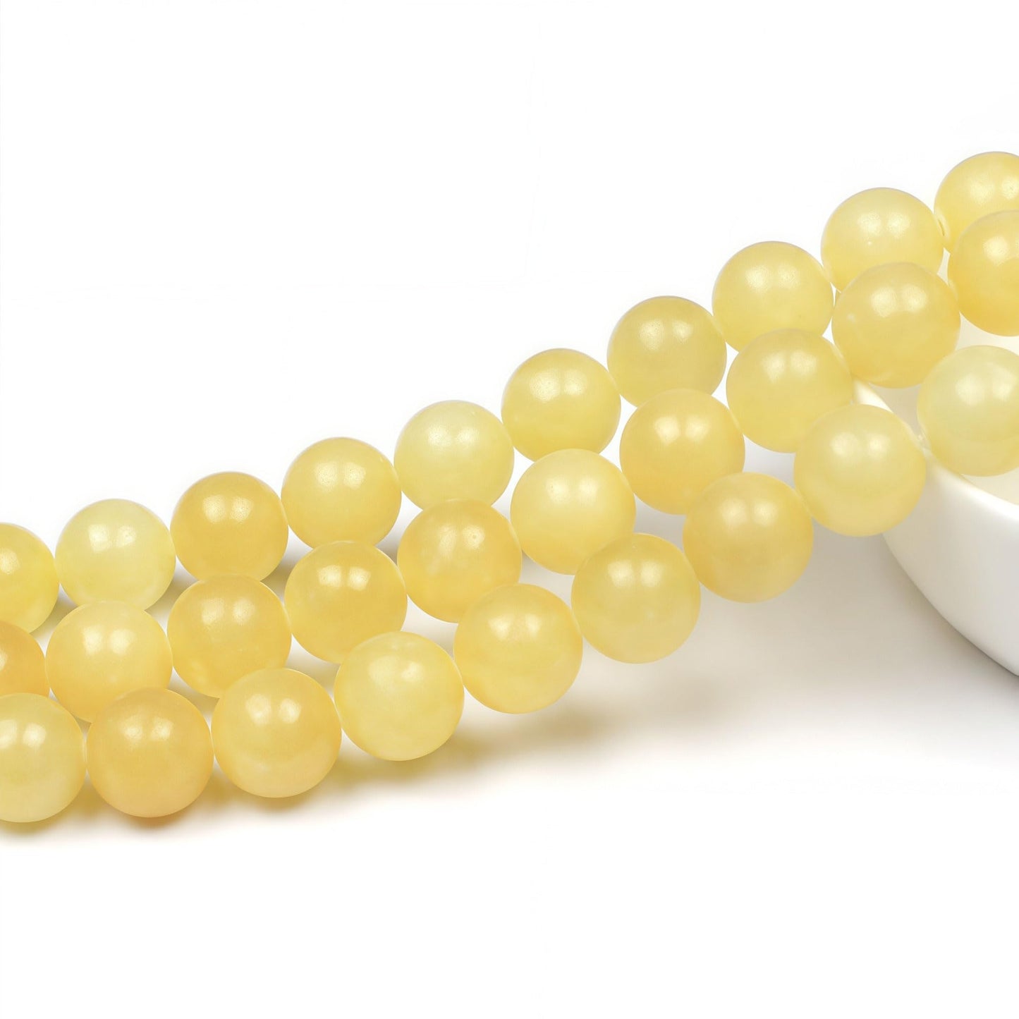 MJDCB Natural Yellow Marble Jade Round Stone Beads for Jewelry Making DIY Bracelet Necklace (8mm)