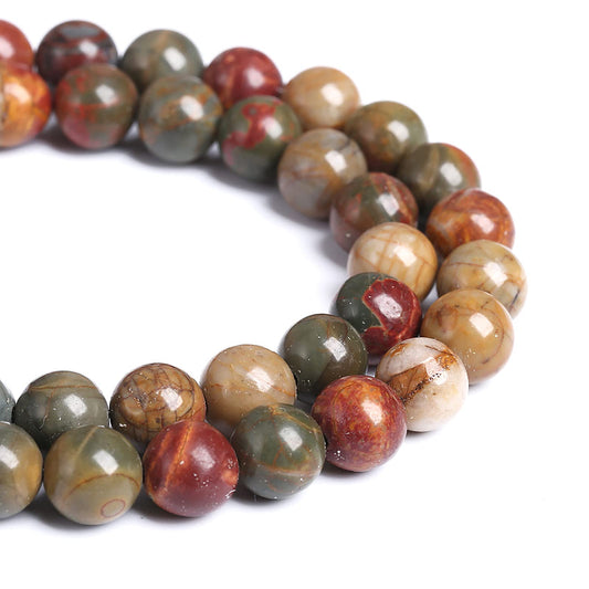 12MM 31PCS Natural Stone Picasso Jasper Loose Beads for Jewelry Making DIY Bracelet