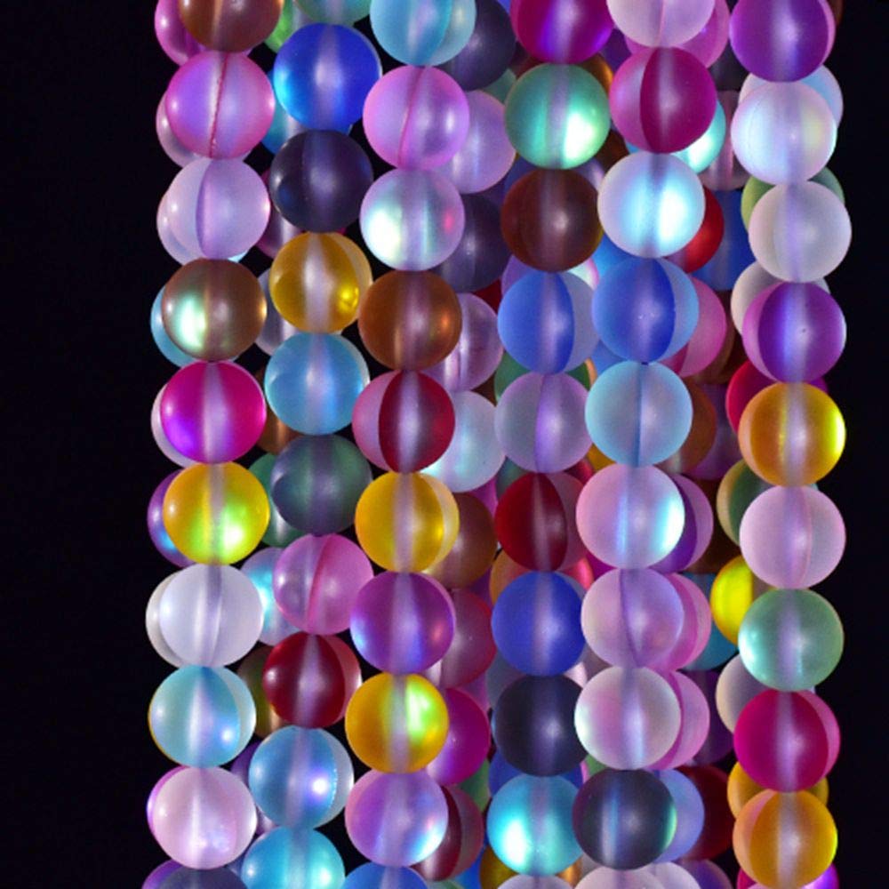 Asingeloo 60PCS 6mm Natural Coloful Mystic Aura Quartz Gemstone Frosted Matte Titanium Rainbow Round Loose Beads 15 inch Full Strand Crystal Healing Power Quartz