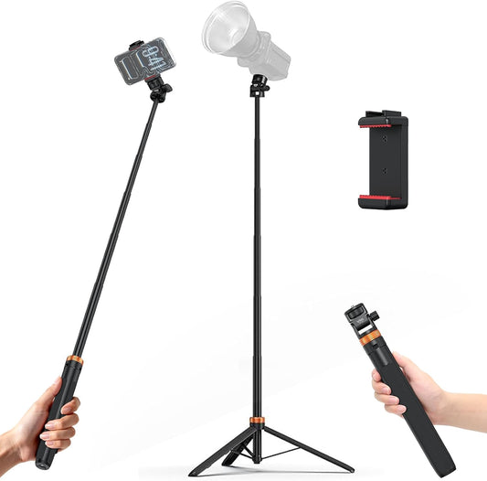 63" 180 1/4" TP-32 VRIG Extendable Photography Light Stand, Tripod Head Portable Tripod with Thread Phone Mount