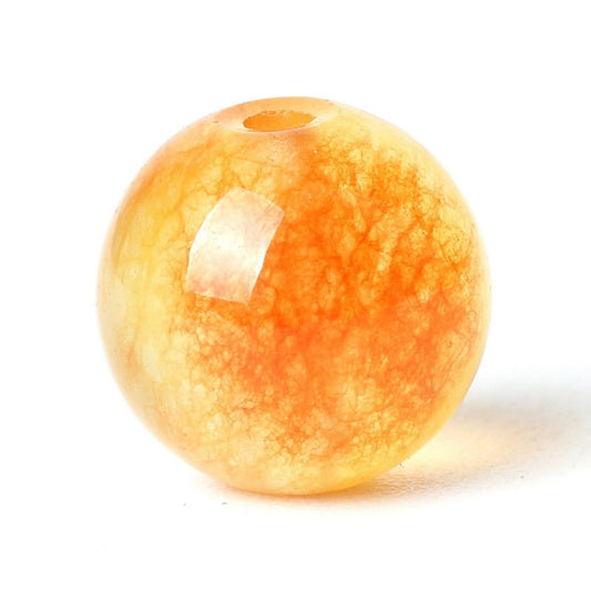 100Pcs Natural Stone 6mm Orange Jasper Round Loose Gemstone Energy Healing Beads Hole Size 1mm DIY Smooth Beads for Bracelet Necklace Earrings Jewelry Making