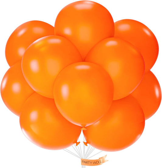 PartyWoo Orange Balloons - 18 Inch Fall Latex Helium Balloons for Birthday & Baby Shower Decor