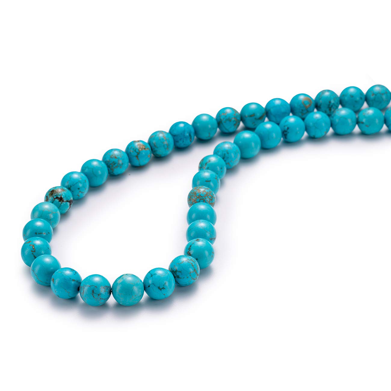 BEADIA Natural Blue Turquoise Stone Round Loose Semi Gemstone Beads for Jewelry Making 10MM 38PCS