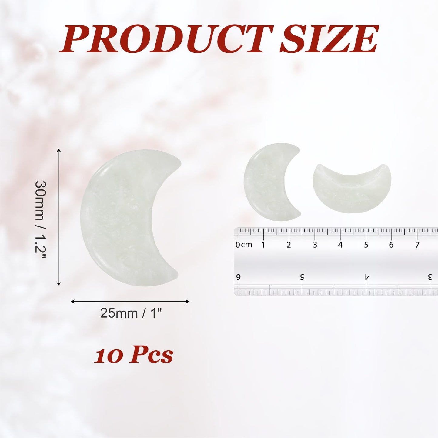 MECCANIXITY 10 Pcs Moon Crystal Worry Stone, 1.2 Inch Length Natural Serpentine Jade Moon Gemstone Bulk, Carved Pocket Stones for Meditation Balancing Pendant Decor