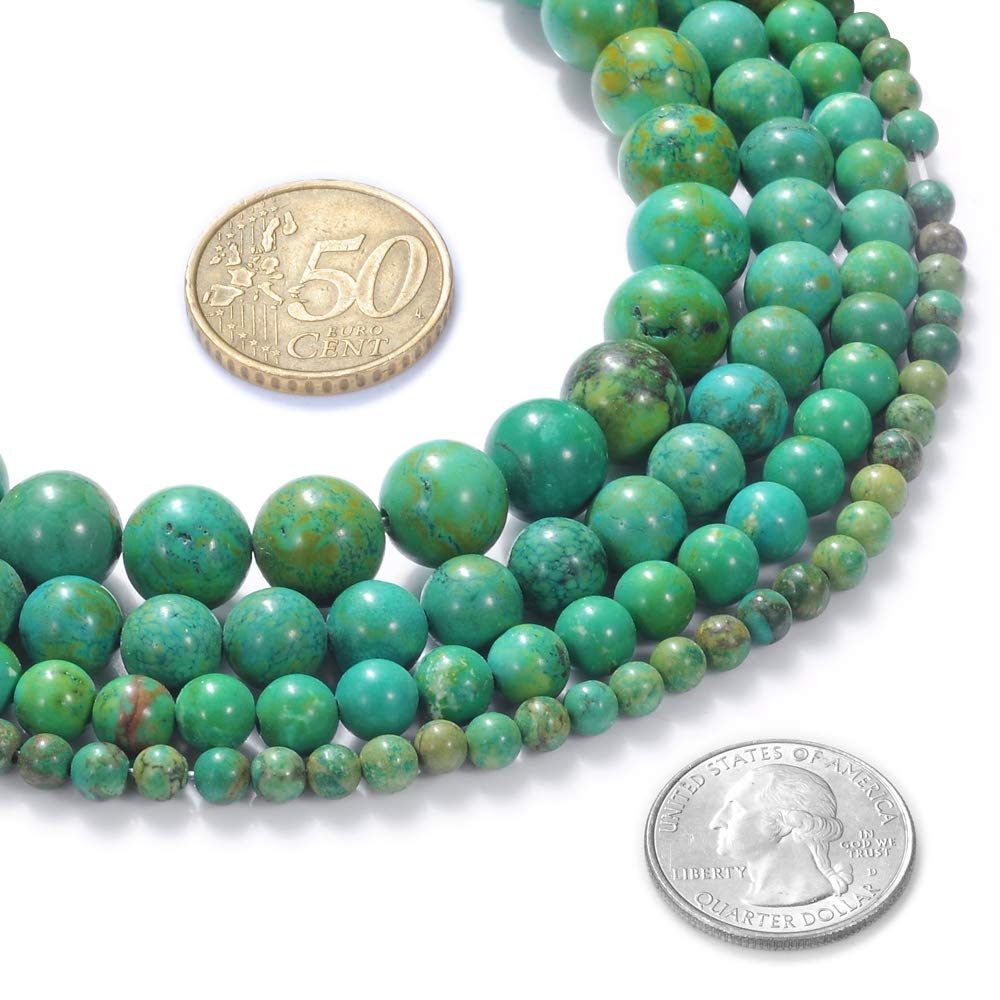 Natural Stone Beads 10mm Green Turquoise Gemstone Round Loose Beads Crystal Energy Stone Healing Power for Jewelry Making DIY,1 Strand 15"