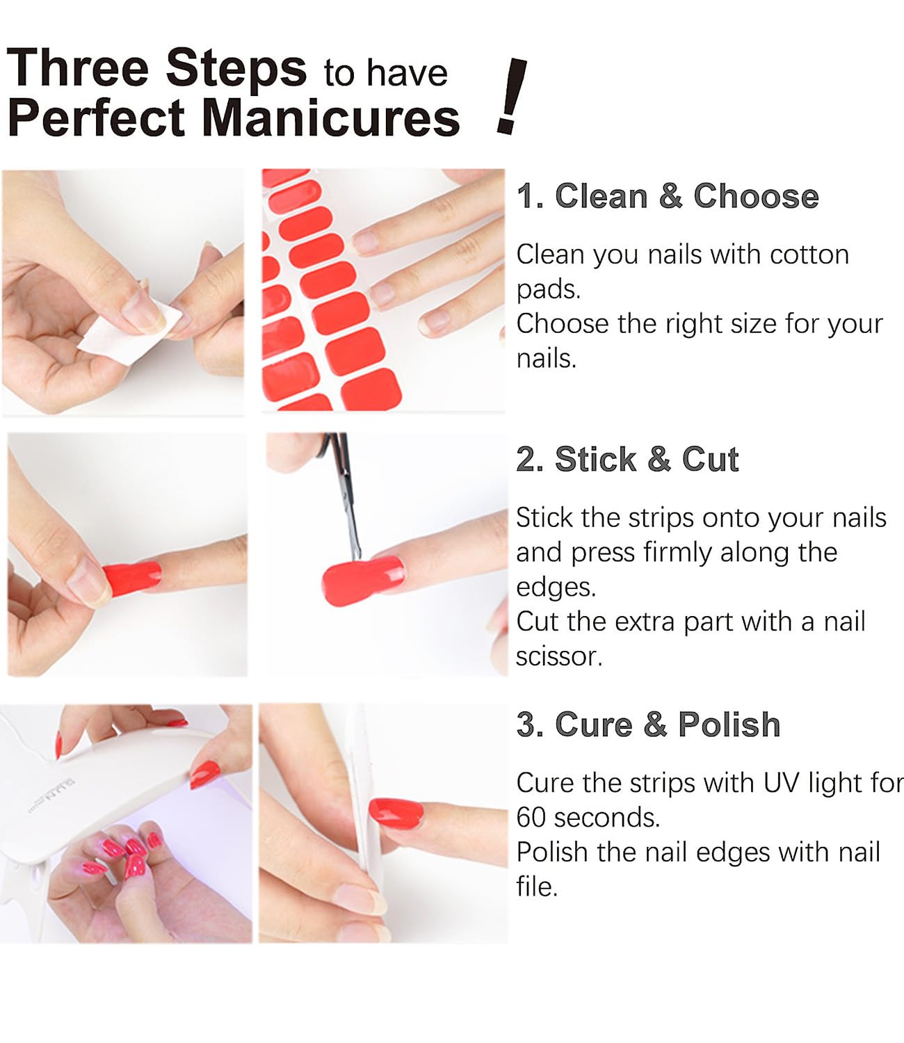 Semi Cured Gel Nail Strips, Milky White 20pcs Adhesive UV Sticker, Wraps for Home Manicure DIY