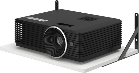 AREAJD Black White Small Mini Projector Shelf for Wall, Cable Box / Router Shelf,Floating Projector Mount, Holder Stand
