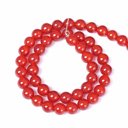 10MM 38PCS Natural Stone Red Agate Loose Beads for Jewelry Making DIY Bracelet Semi Precious 1 Strand