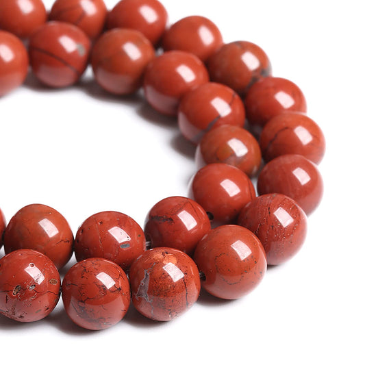 12MM 30PCS Natural Stone Chinese Red Jaspers Spacer Beads for Jewelry Making DIY Bracelet