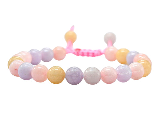 Amazing Gemstone Morganite Bracelet for Women Men's Gifts - Protection Healing Crystal Bracelet - 8mm Gemstones Beaded Adjustable Bracelet Pulseras Para Hombres Mujer Stocking Stuffers