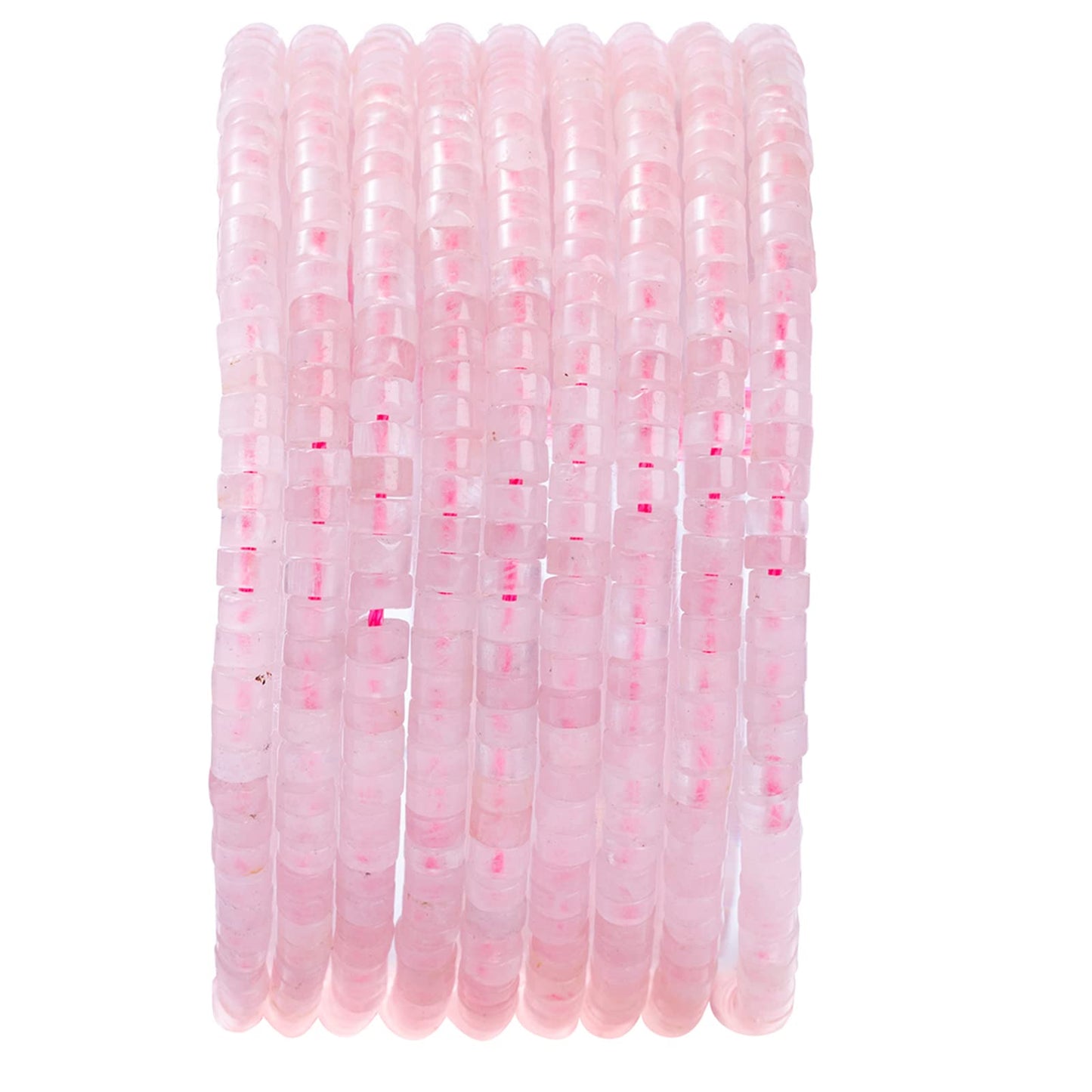 Natural Rose Quartz Stone Spacer Beads 4x2mm 38cm/str Flat Round Loose Semi Gemstone Caps for Making Bracelets Necklace