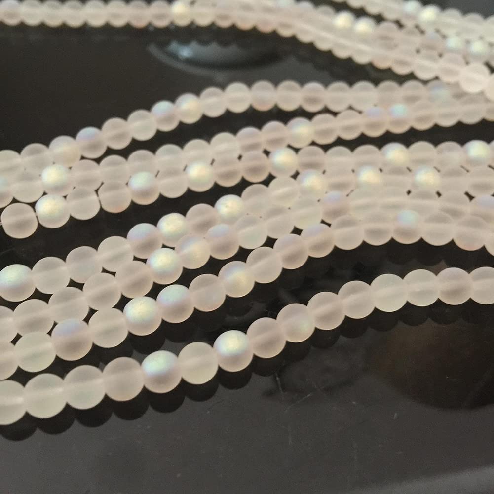 ccHuDE 200 Pcs Matte Crystal Glass Beads Mermaid Aurora Beads with Hole Jewelry Making Crafts DIY 10mm