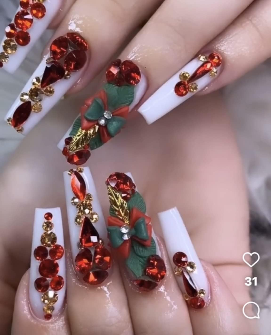 Set 24Pcs 3D Acrylic Christmas Nail Art Charms- Santa, Snowman, Reindeer,Pine tree, Penguin, Bear heart Handmade by Acrylic Powder (Noel-KILUM-Style-1)