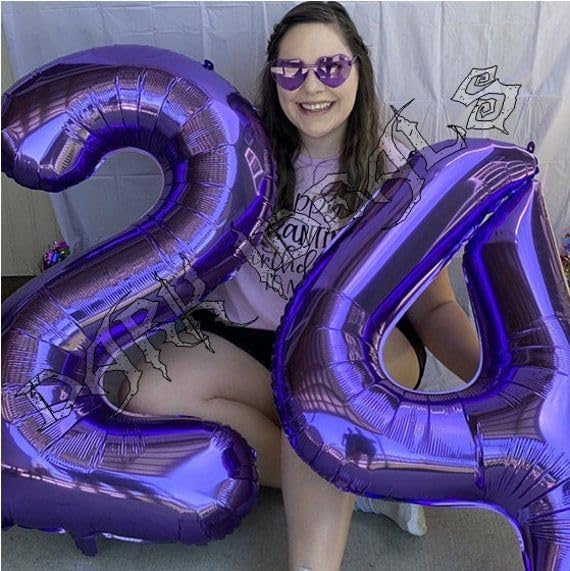 Purple Number 21 Balloon - 40 Inch Birthday Decoration for 21st Party Supplies