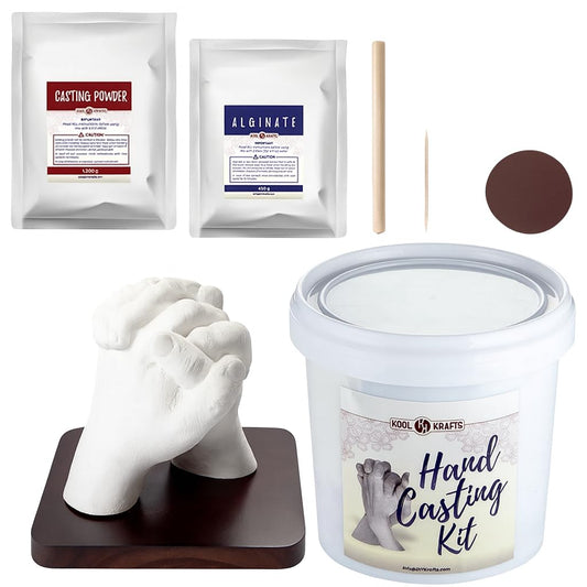 Hand Casting Kit for Couples, DIY Plaster Statue Molding Kit, Wooden Mahogany Base DIY Hand Mold Kit, Anniversary for Men, Women, Wedding Gift, Mother's Day Gifts for Wife, Valentine's Day Gift