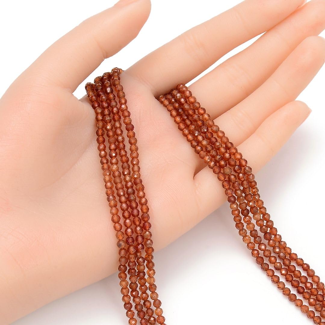 Adabele 30 Inch Natural Orange Spessartite Garnet Healing Gemstone 3mm (0.12 Inch) Tiny Small Faceted Round Loose Beads Stone Spacer (220-240pcs Total) for Craft Jewelry Making GK3-23