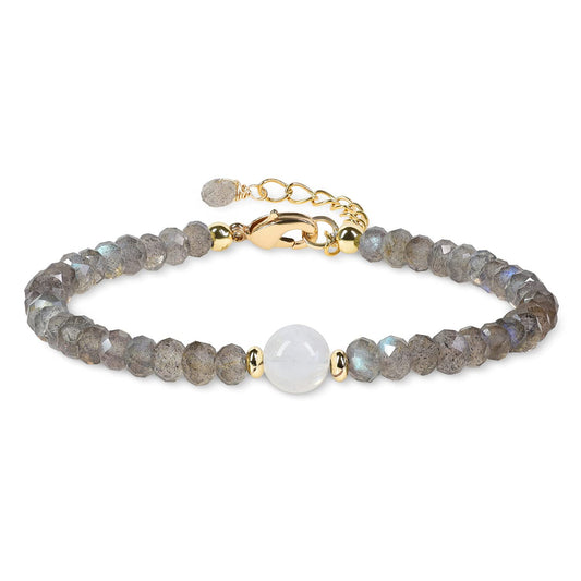 COAI Labradorite Bracelet Moonstone Bracelet Stone Beaded Bracelet for Women